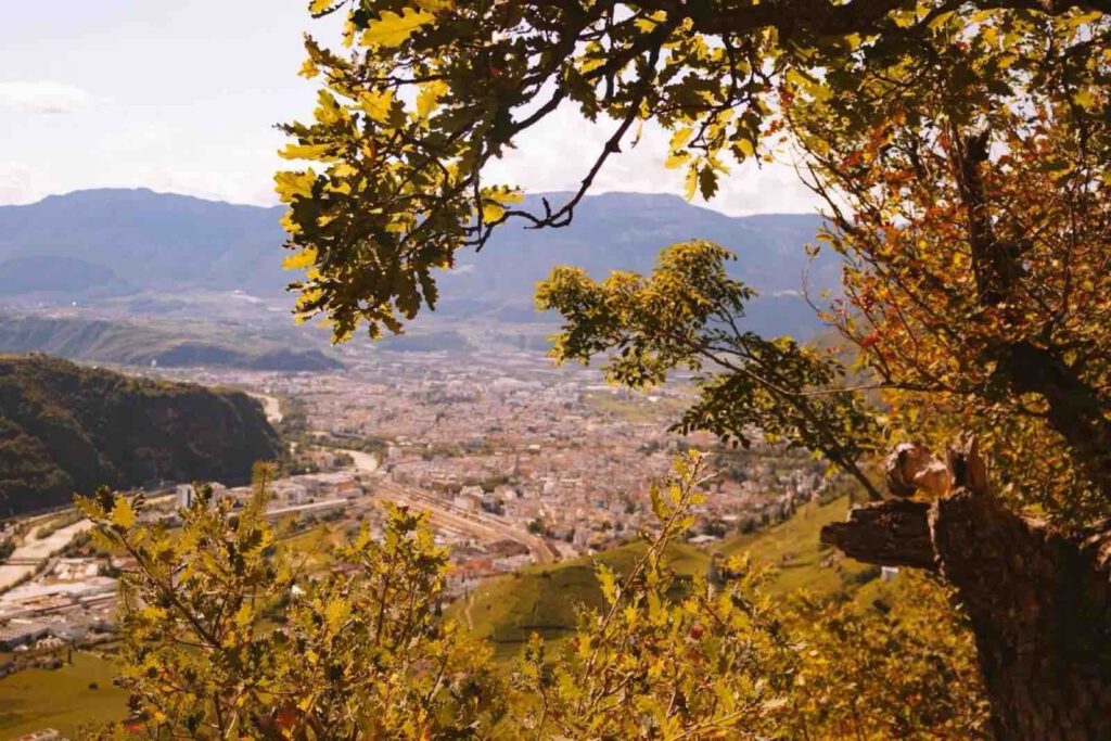 Aussicht auf Bozen und Tal vom Weinwanderweg Rebe