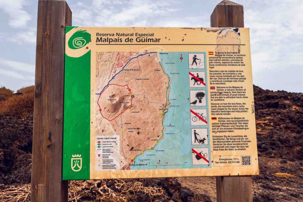 Informationstafel des Naturreservats Malpaís de Güímar auf Teneriffa