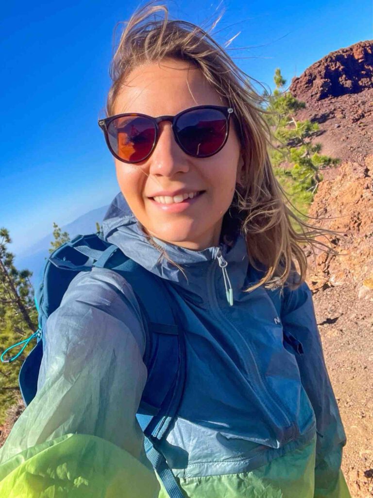 Selfie Christin Großheim während der Wanderung zur Montaña Samara im Teide Nationalpark auf Teneriffa